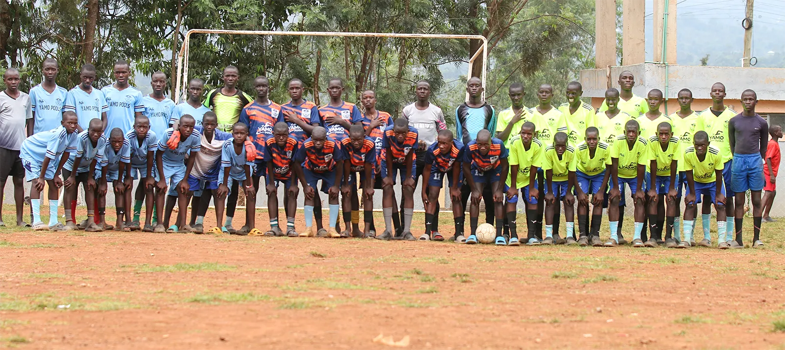 Football players training at Sikri Sports Academy