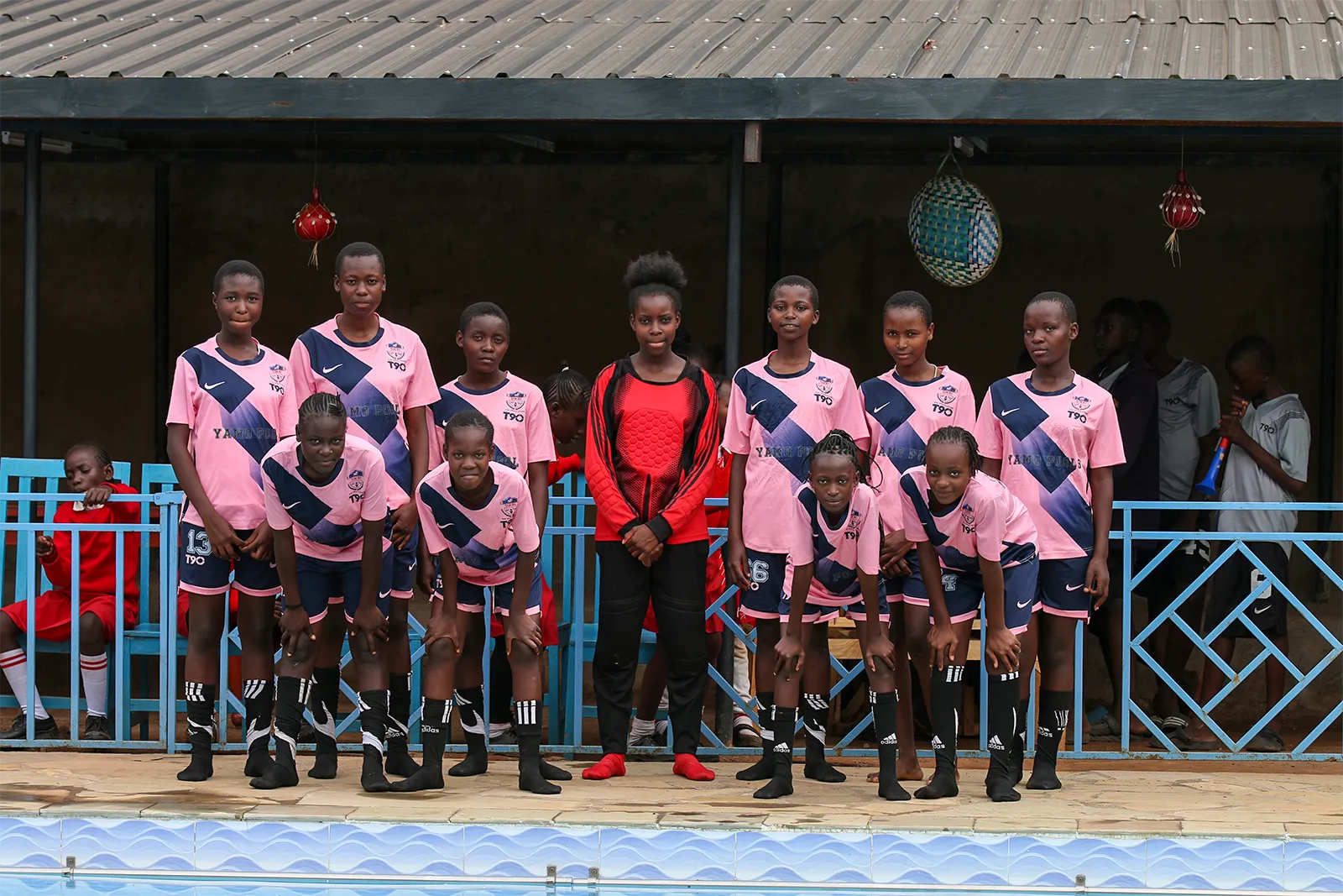 Young athletes in football training at Sikri Sports Academy