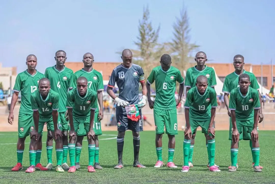 Kenya U-15 Boys' National Team lining up in their green match kit at the CECAFA qualifiers in Kigali